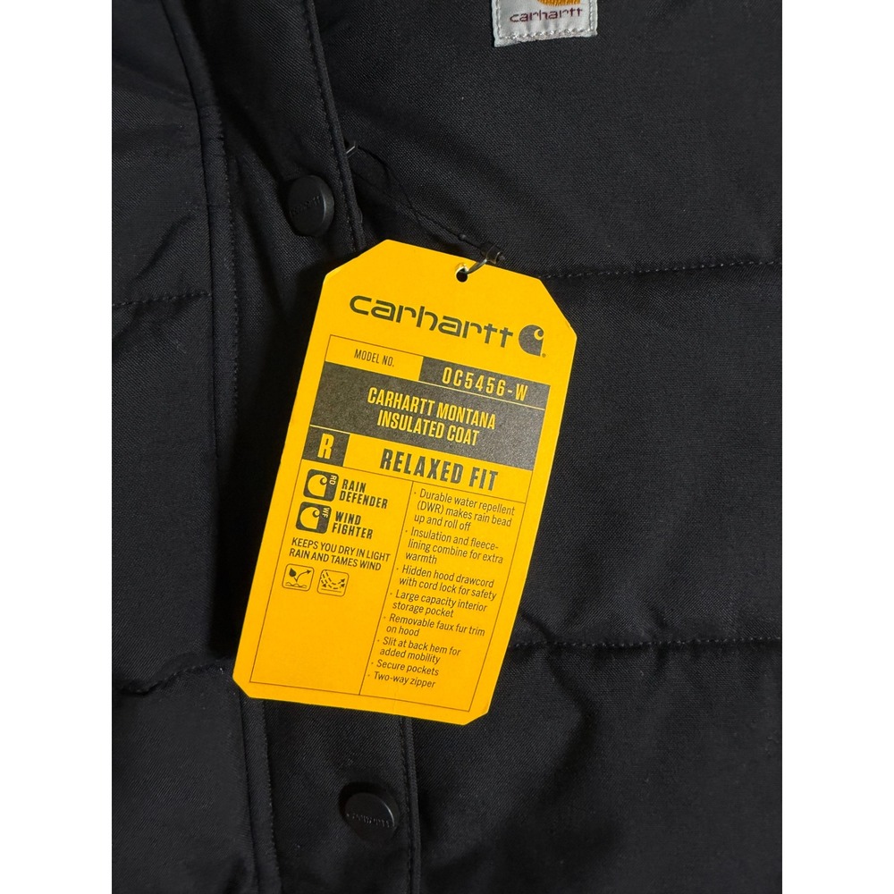 Carhartt Montana Insulated Coat Womens M Black Faux Fur Hood Parka OC5456 - Picture 7 of 12